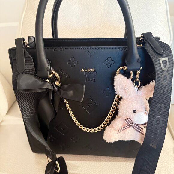 NWT ALDO HIGH FASHION CROSSBODY BAG SHOULDER PURSE SATCHEL W CHARMS - Picture 2 of 7